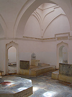 The bathing area of the Turkish baths consist of marble basins from which one could rinse with warm water.
