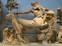 This sculpture is one of many that adorned the pediment of the Temple of Zeus.