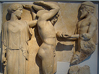The inside walls of the Temple of Zeus had reliefs of all twelve Herculean labors.