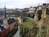 The Luxembourg old town sits on a promontory overlooking the Alzette and Petrusse valleys.