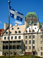 The fleurs-de-lis fly over the site of the original settlement.