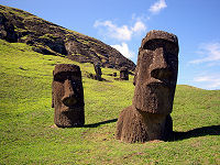 The pronounced brows of the moai were removed during finishing.